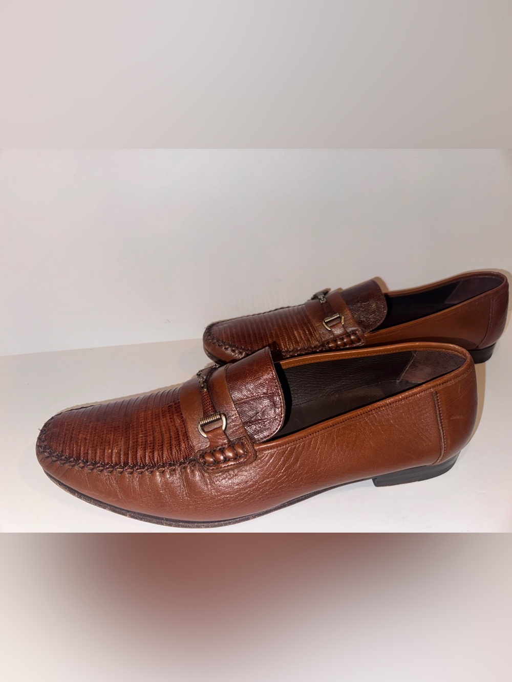 Men's Mezlan Genuine Lizard Skin Bit Loafers, size 13